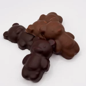 Oursons guimauves en chocolat artisanaux Chooc à Annecy, chocolat lait et chocolat noir